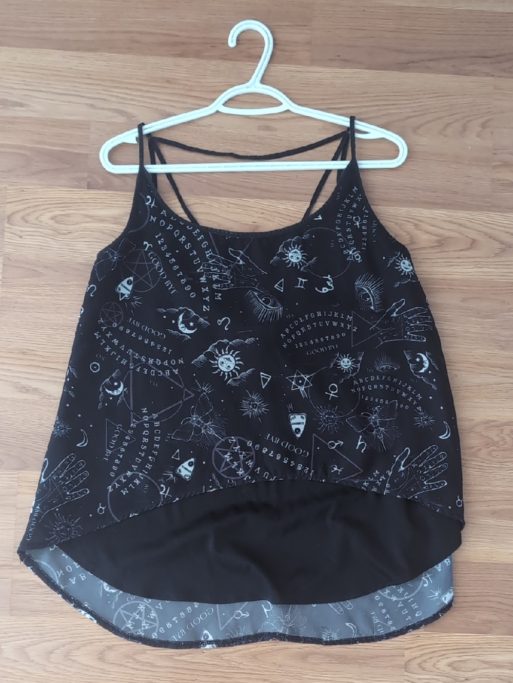 Women's Black Celestial Print Spaghetti Strap Camisole